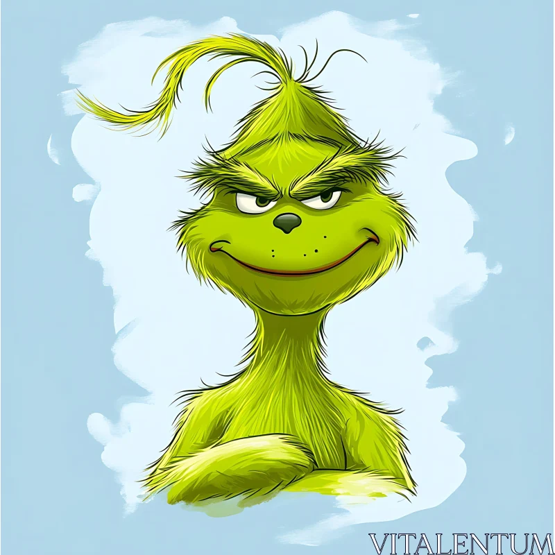 Whimsical Grinch Illustration for Christmas AI Image