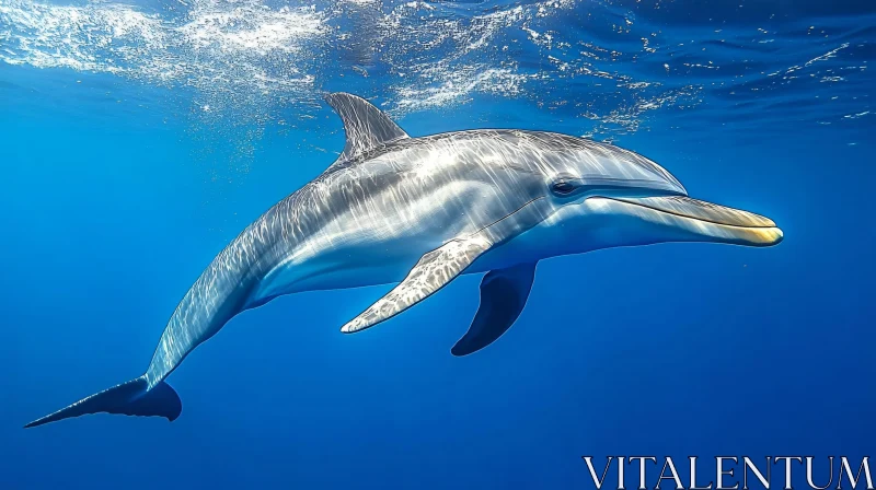 Dolphin Swimming in Pristine Waters AI Image