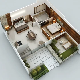 3D Rendering of Home Interior Layout