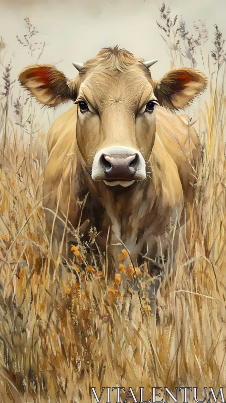 Peaceful Cow Portrait AI Image