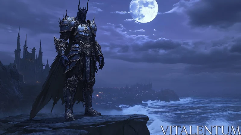 Armored Knight on Cliffside AI Image