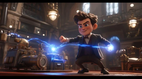 Animated Character with Electricity