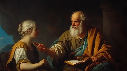 Old Man Teaching a Young Woman