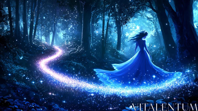 AI ART Mystical Woman in the Glowing Forest