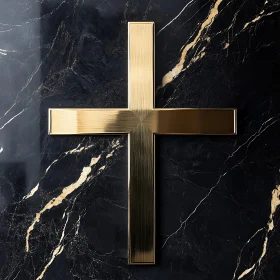 Luxurious Golden Cross on Marble