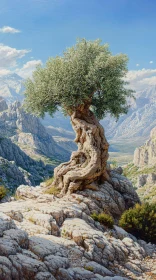 Gnarled Tree and Mountain View