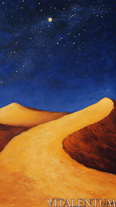 AI ART Starry Night over Golden Sand Dunes