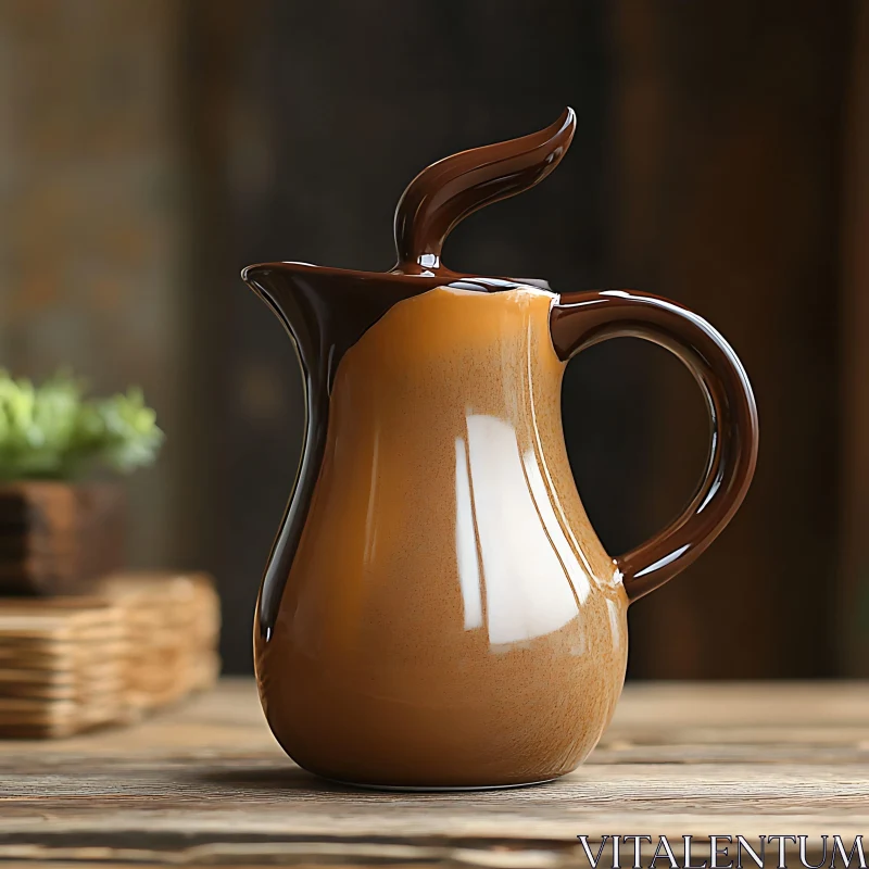 AI ART Brown Glazed Pitcher Still Life