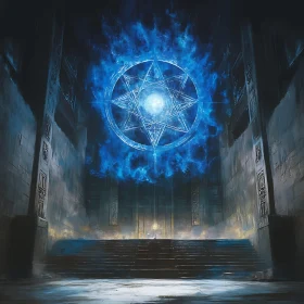 Mystical Hall with Glowing Circle