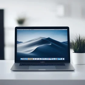 Stylish Laptop and Minimalist Desk Setup