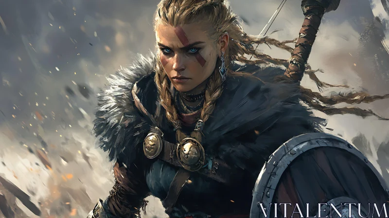 AI ART Fierce Viking Shieldmaiden Portrait