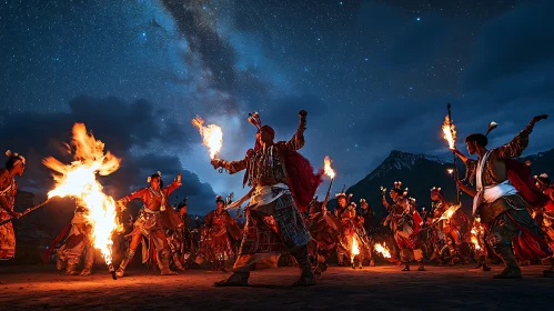 Cultural Fire Dance at Night