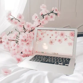 Serene Workspace with Floral Elements