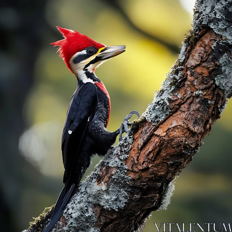 Pileated Woodpecker on a Branch AI Image