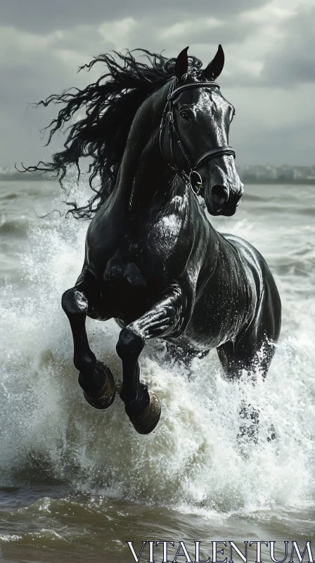 AI ART Powerful Horse in Ocean