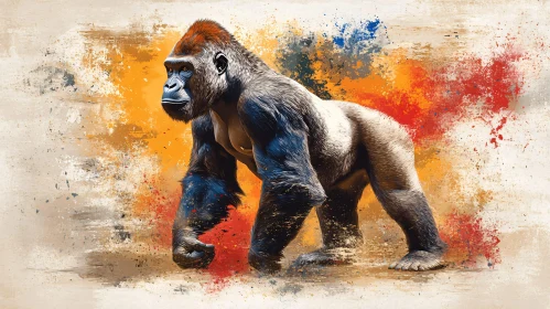 Majestic Gorilla with Vibrant Colors