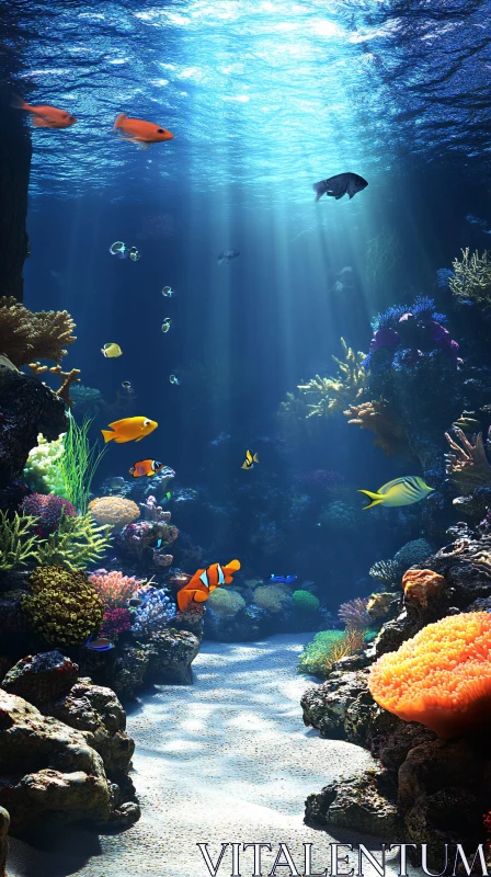 AI ART Vivid Underwater Marine Life and Coral Reef