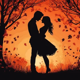 Silhouette Couple in Autumnal Setting