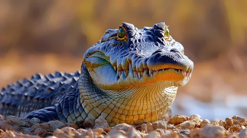Crocodile Resting on Rocks