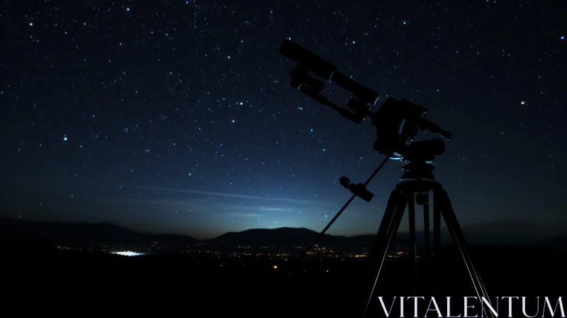 Astronomical Telescope Silhouetted Against the Night Sky | Photo-Realistic Landscapes AI Image
