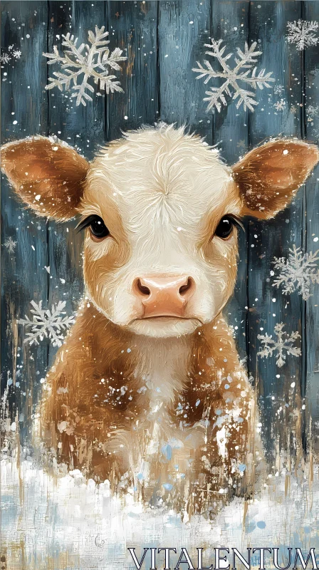 Snow-Kissed Calf Artwork AI Image