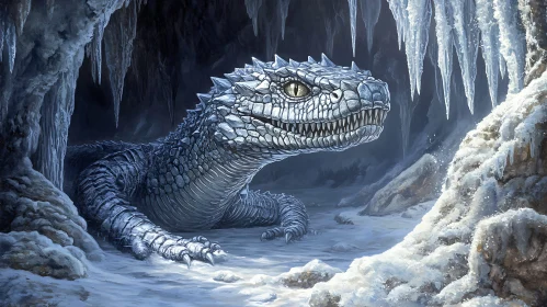 Winter Dragon in Frozen Cave