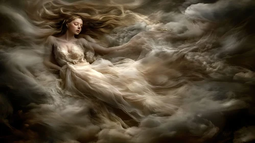 Dreamscape of a Woman Amongst Clouds