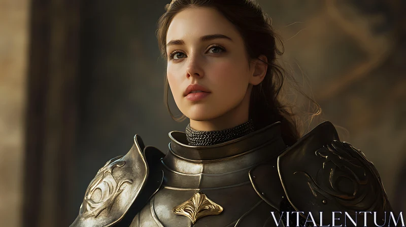 AI ART Female Knight with Gaze of Determination