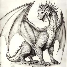 Detailed Dragon Pen Sketch