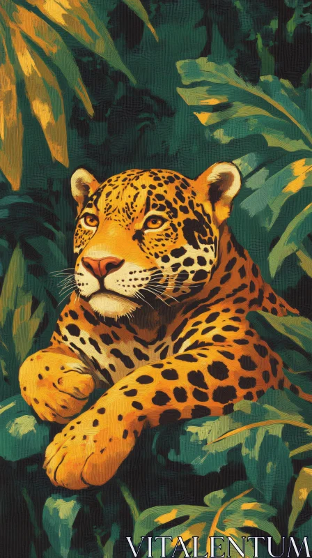 AI ART Jaguar Resting in Jungle