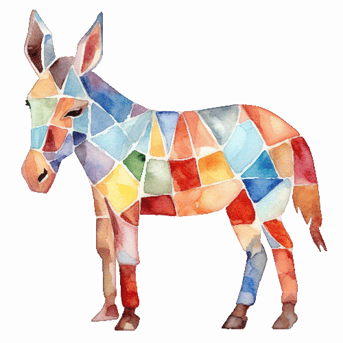 POD Design Colorful Geometric Donkey Watercolor Art