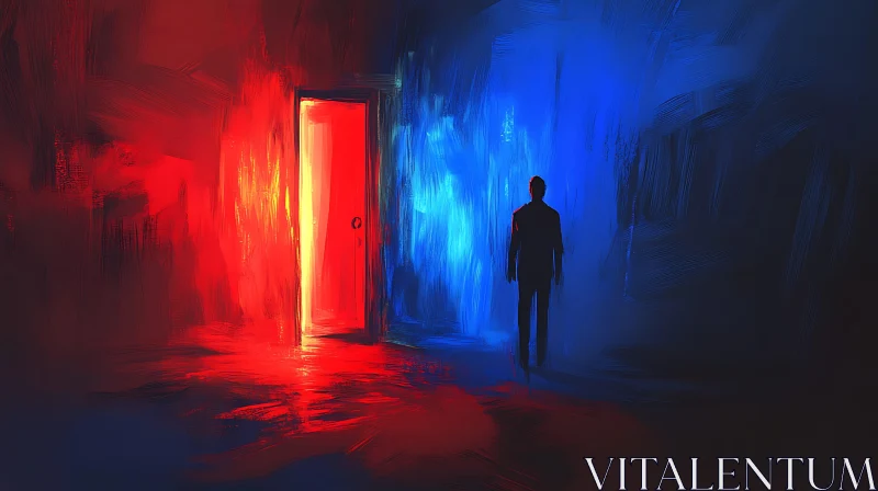 Silhouette at the Crossroads of Color AI Image