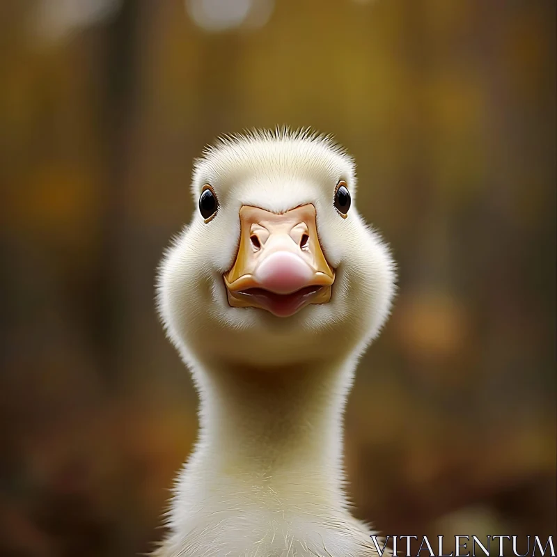 Close-Up of a Cute Baby Duck AI Image