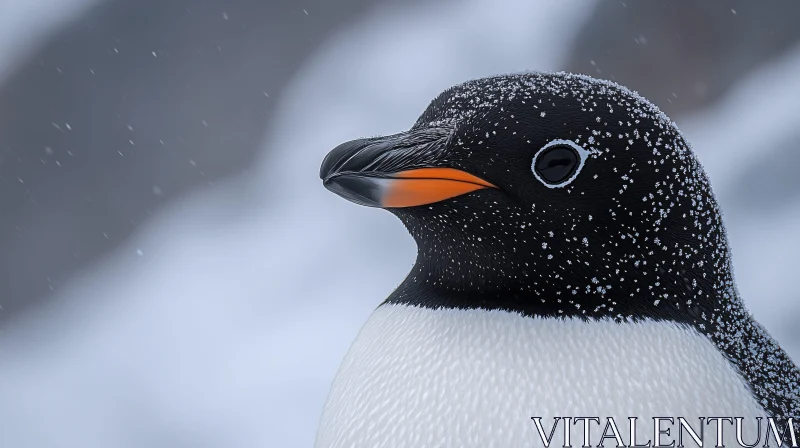 Penguin with Snowflakes AI Image