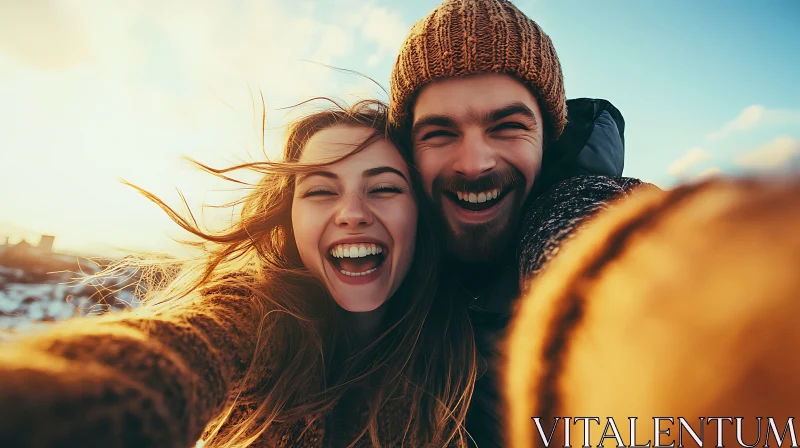 Laughing Couple Portrait AI Image