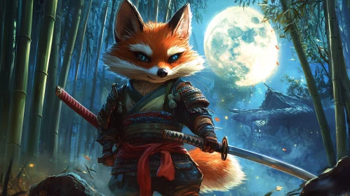 Warrior Fox Under Moonlight