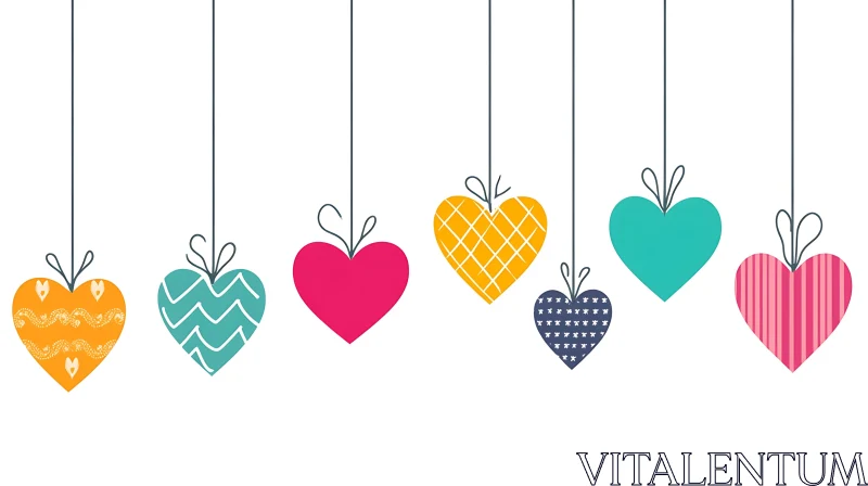 AI ART Colorful Heart Ornaments