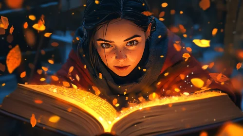 Girl Reading a Spell Book