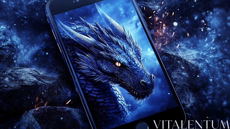 AI ART Fantasy Dragon Displayed on Mobile Device