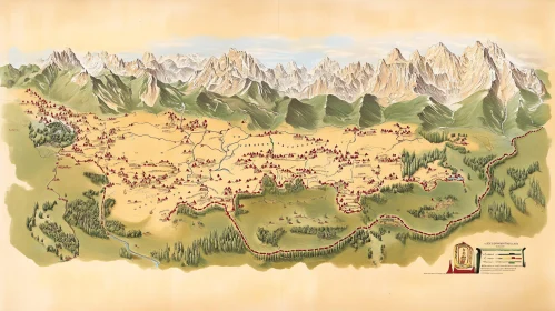Antique Topographical Mountain Map