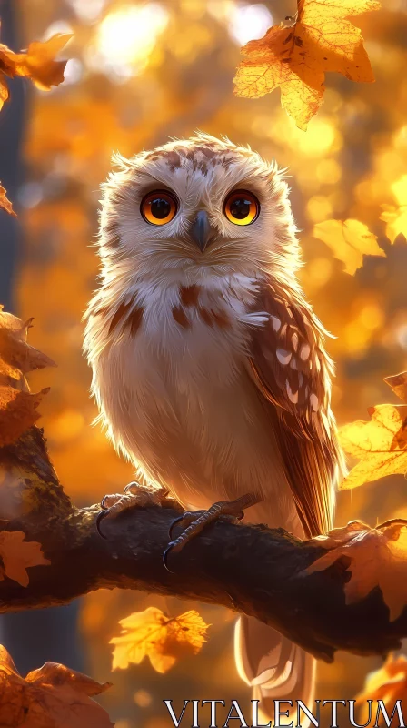 AI ART Owl Amidst Fall Foliage