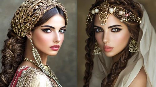 Twin Portraits: Women's Traditional Beauty