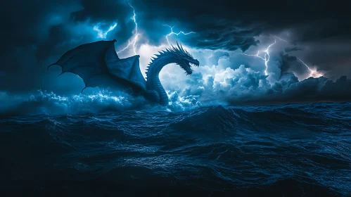 Sea Dragon in Lightning Storm