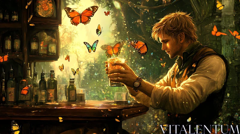 AI ART Man with Butterflies