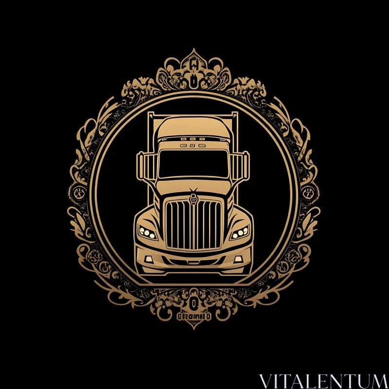 AI ART Luxurious Gold Truck Design with Ornate Frame