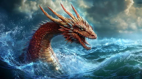 Sea Serpent Emerging From the Waves