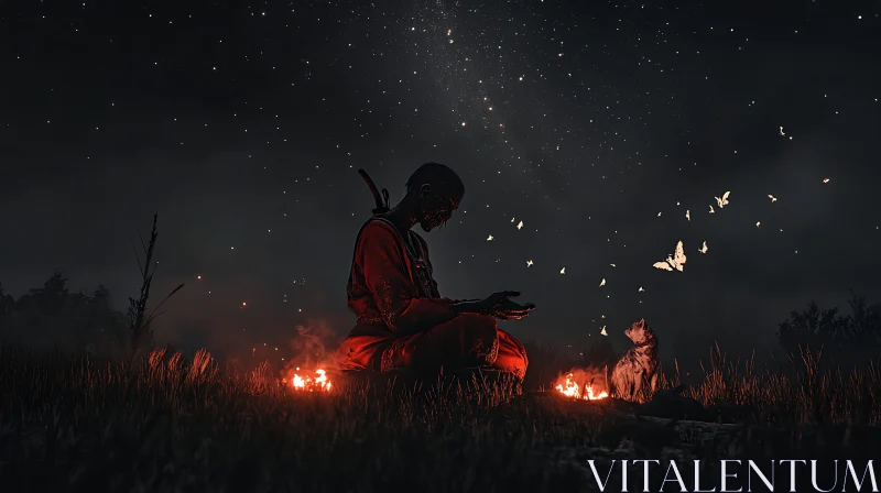 AI ART Night Meditation with Butterflies