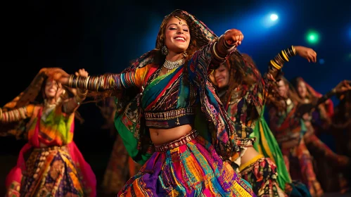 Colorful Indian Dancers in Motion