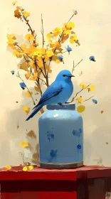 Vibrant Bird on Vase