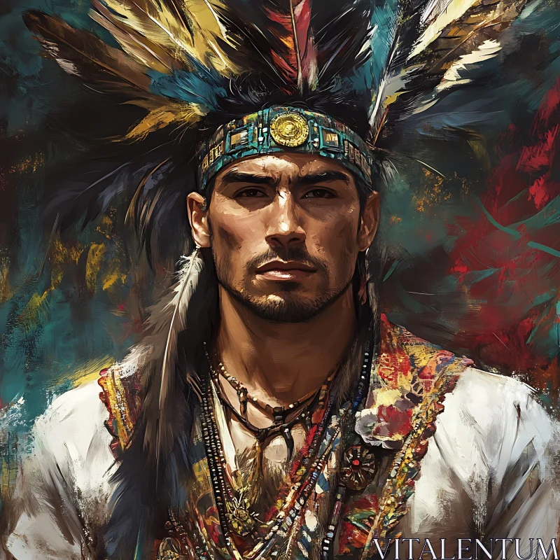 AI ART Man in Traditional Native American Attire